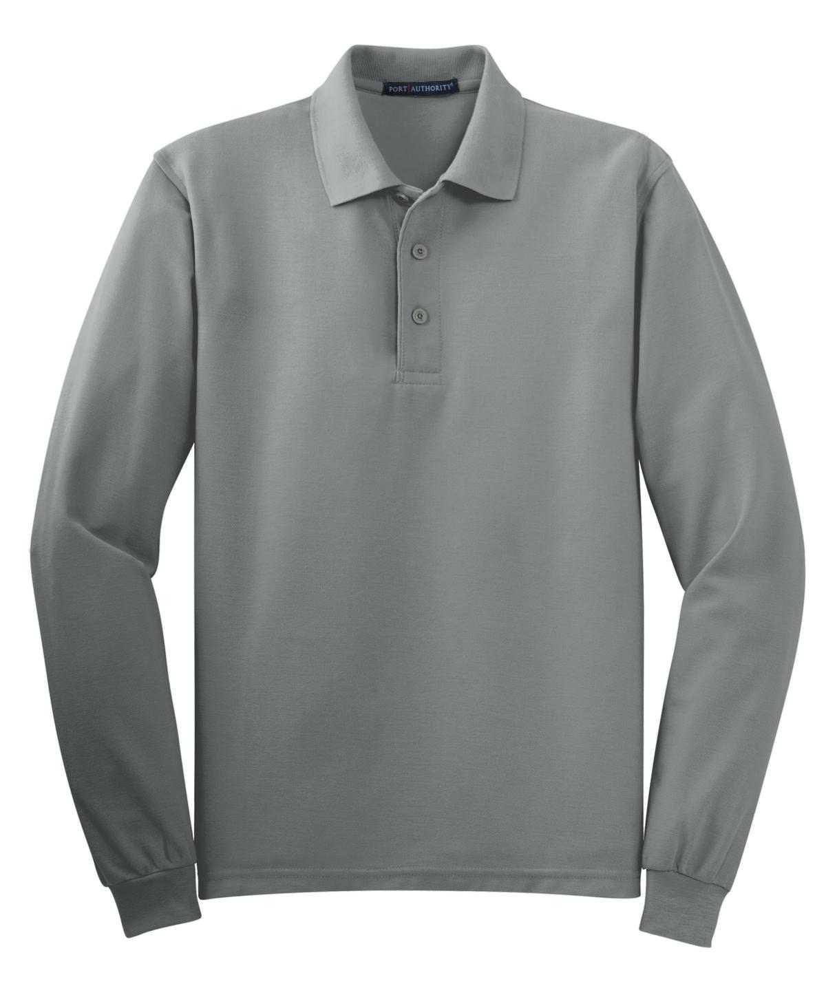 Port Authority K500LS Silk Touch Long Sleeve Polo - Cool Gray - HIT a Double - 5