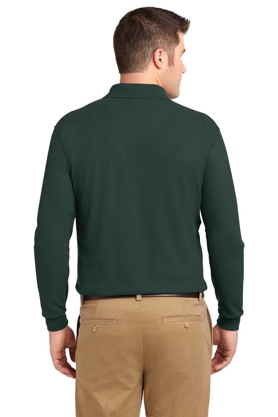 Port Authority K500LS Silk Touch Long Sleeve Polo - Dark Green - HIT a Double - 2