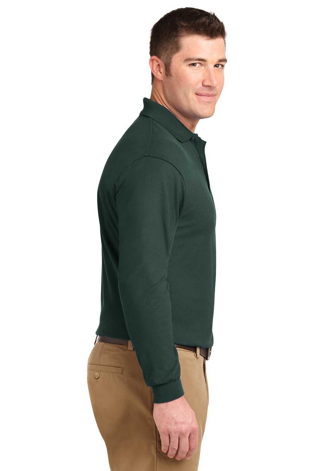 Port Authority K500LS Silk Touch Long Sleeve Polo - Dark Green - HIT a Double - 3