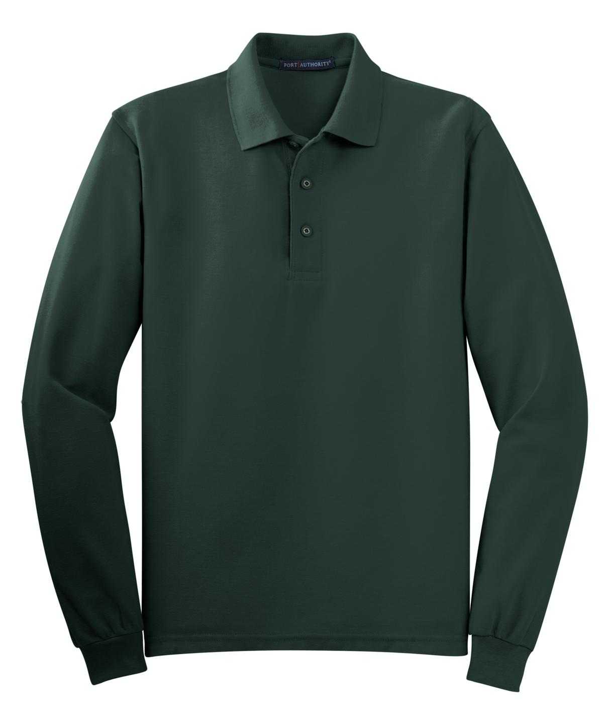 Port Authority K500LS Silk Touch Long Sleeve Polo - Dark Green - HIT a Double - 5
