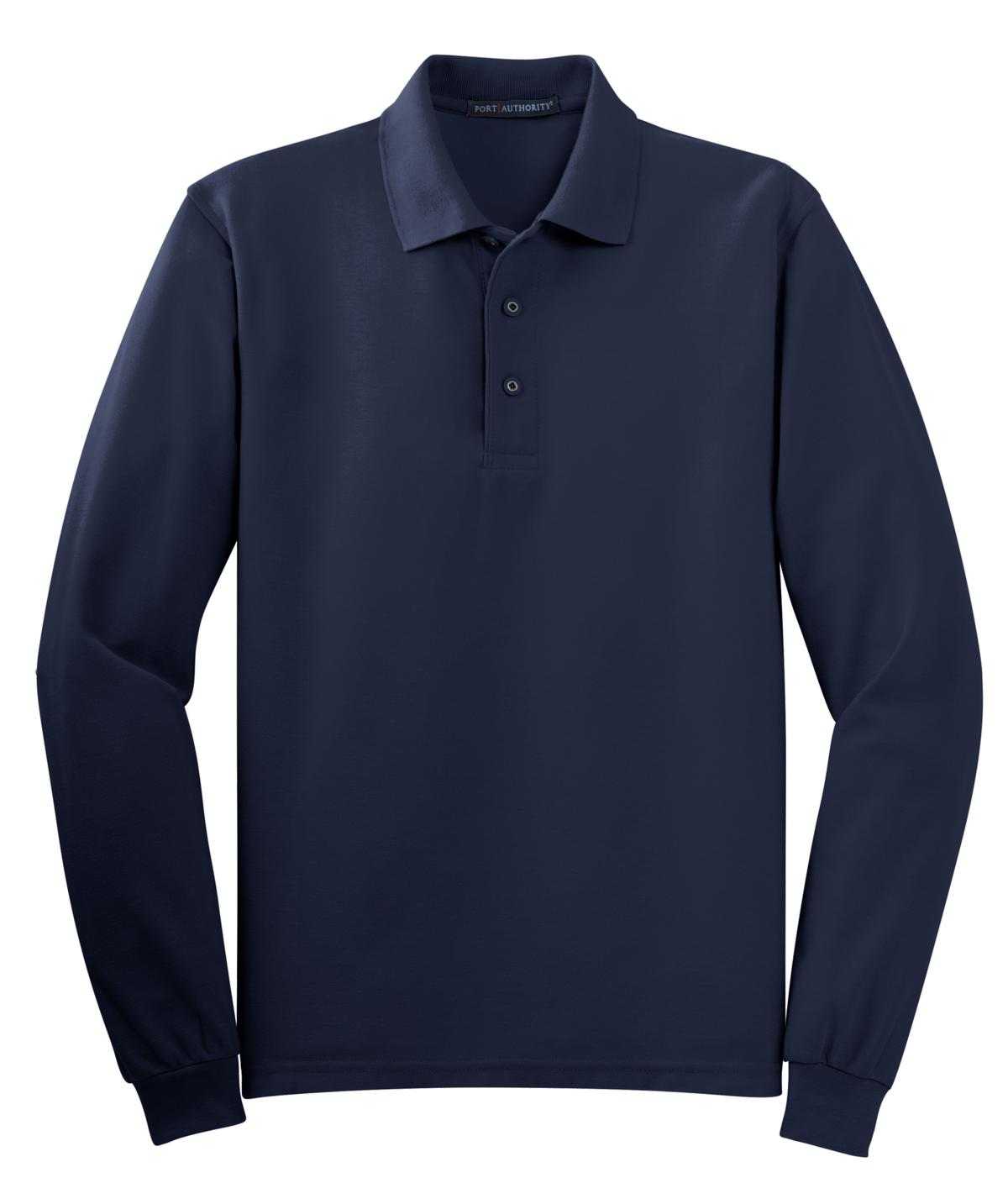 Port Authority K500LS Silk Touch Long Sleeve Polo - Navy - HIT a Double - 5