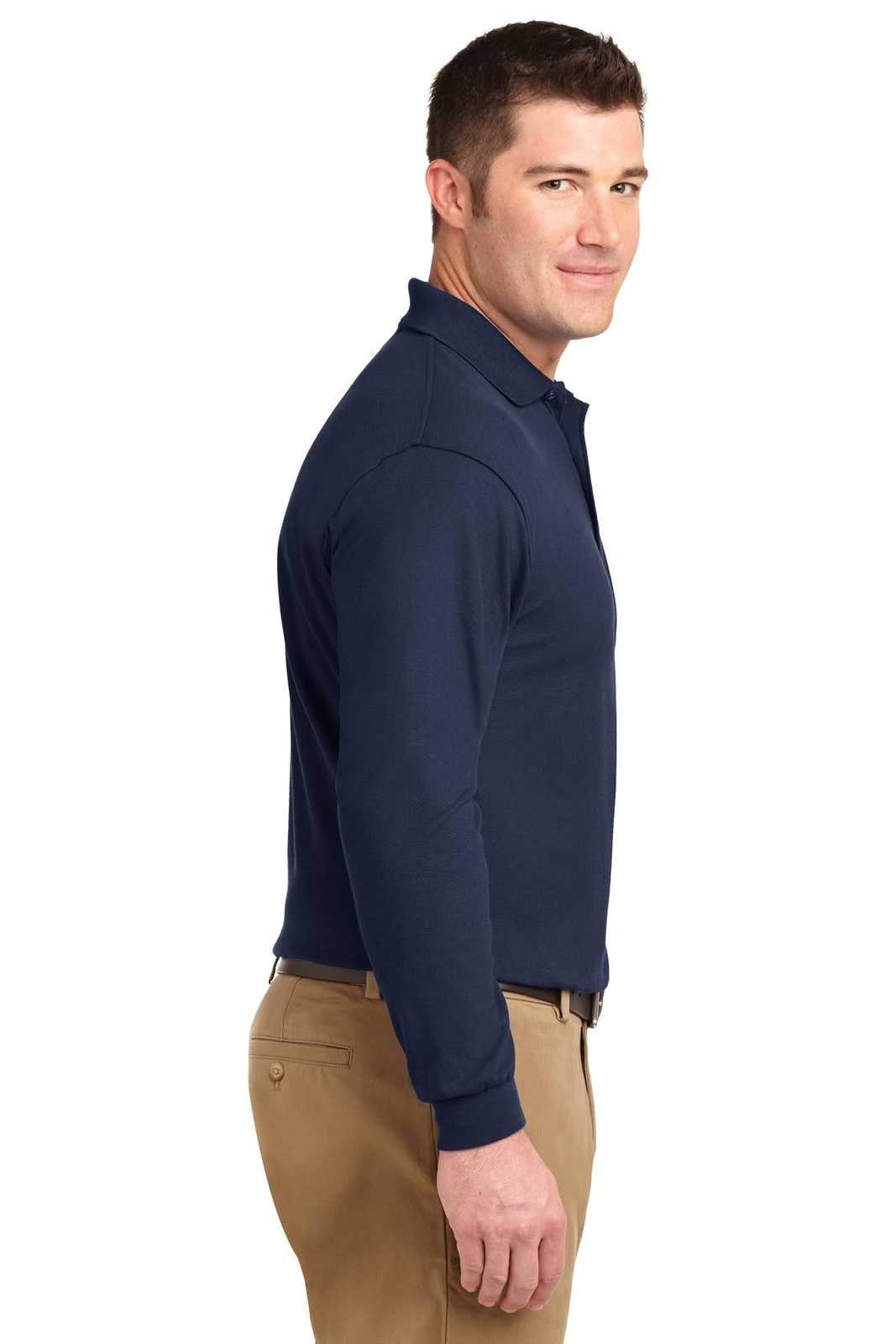 Port Authority K500LS Silk Touch Long Sleeve Polo - Navy - HIT a Double - 3