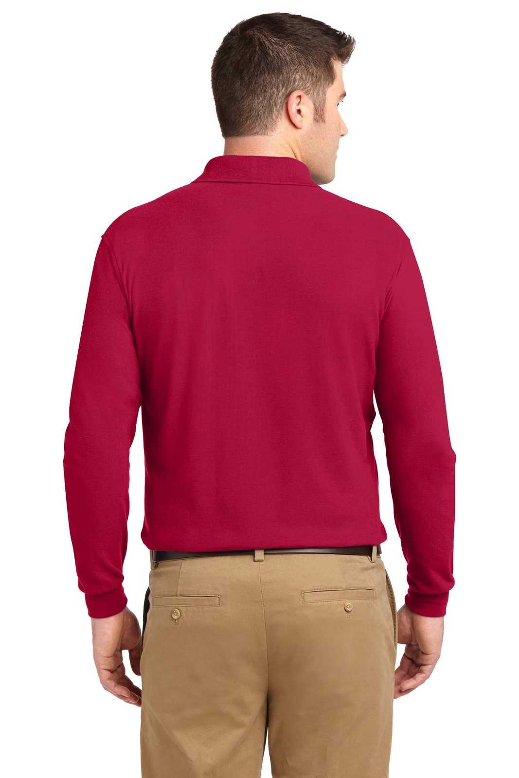 Port Authority K500LS Silk Touch Long Sleeve Polo - Red - HIT a Double - 2