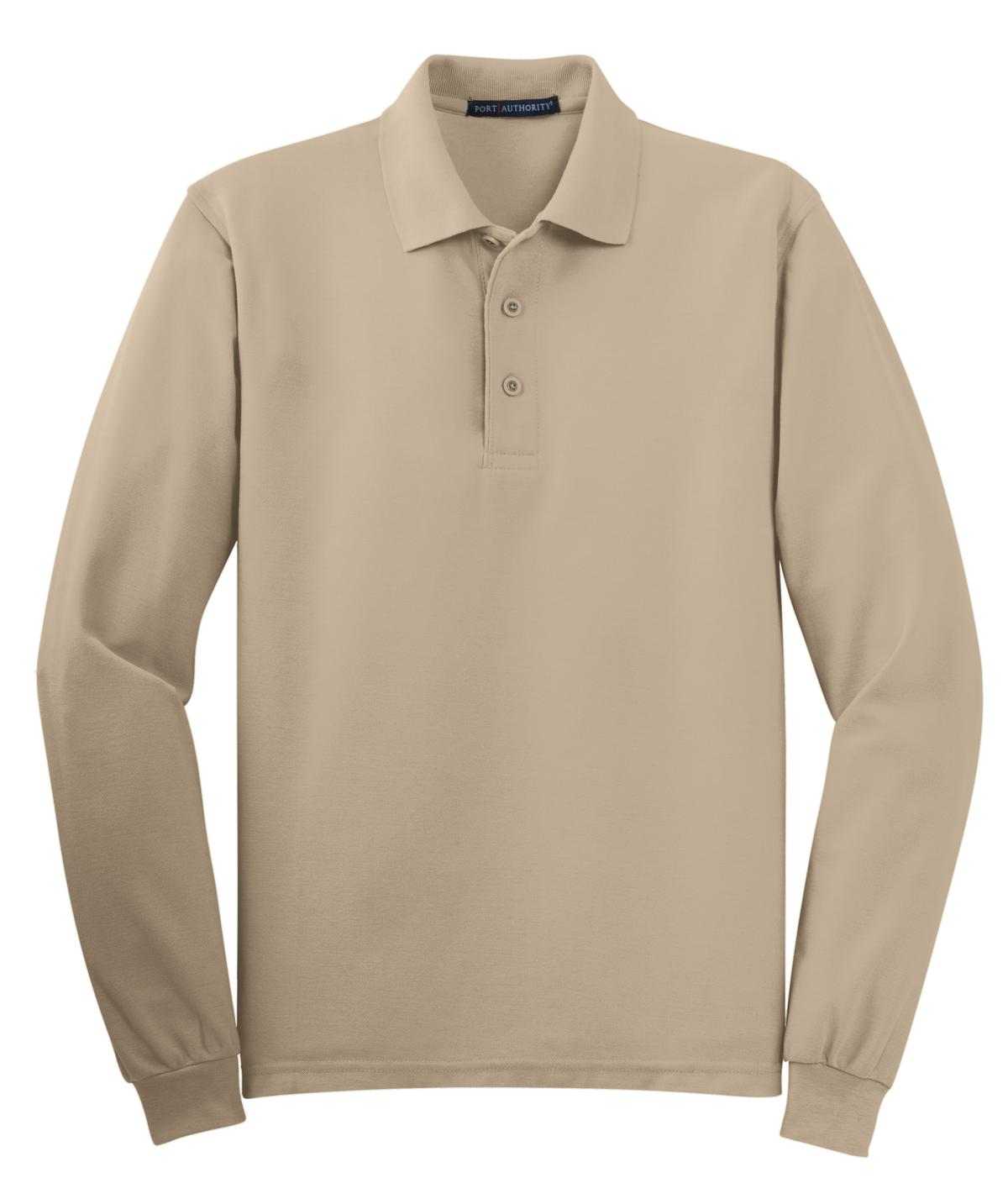Port Authority K500LS Silk Touch Long Sleeve Polo - Stone - HIT a Double - 5