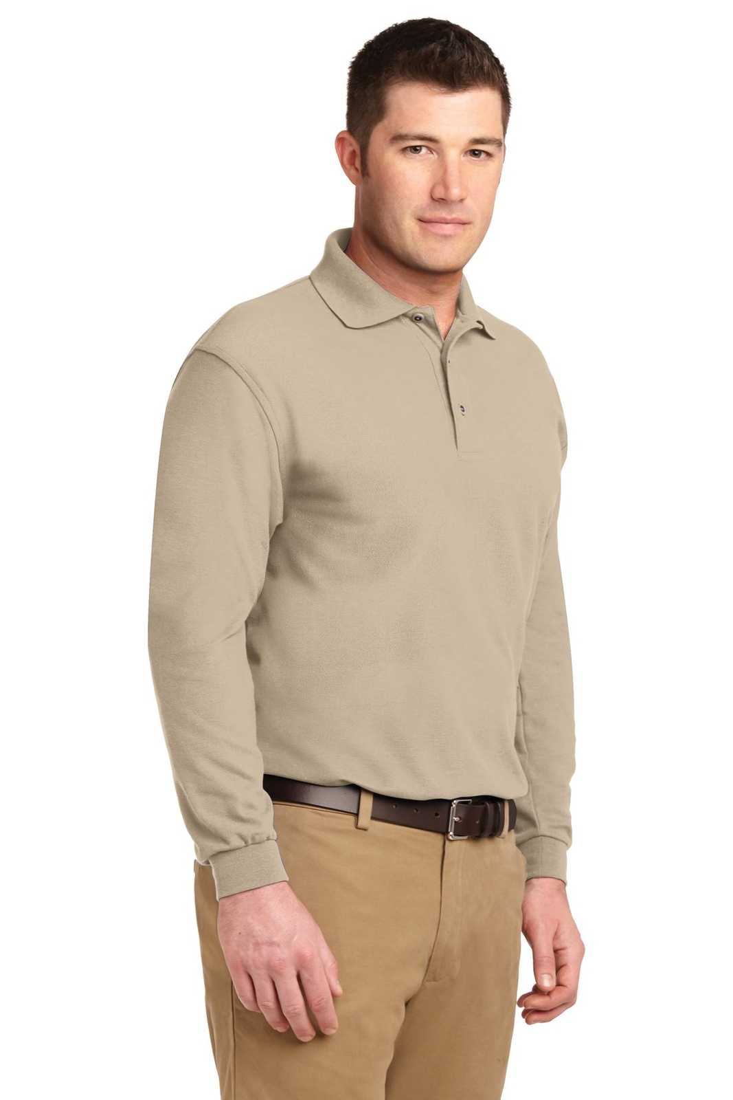 Port Authority K500LS Silk Touch Long Sleeve Polo - Stone - HIT a Double - 4