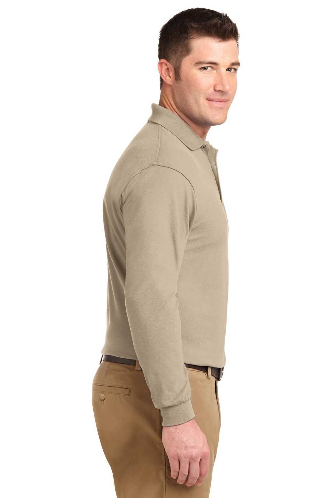 Port Authority K500LS Silk Touch Long Sleeve Polo - Stone - HIT a Double - 3