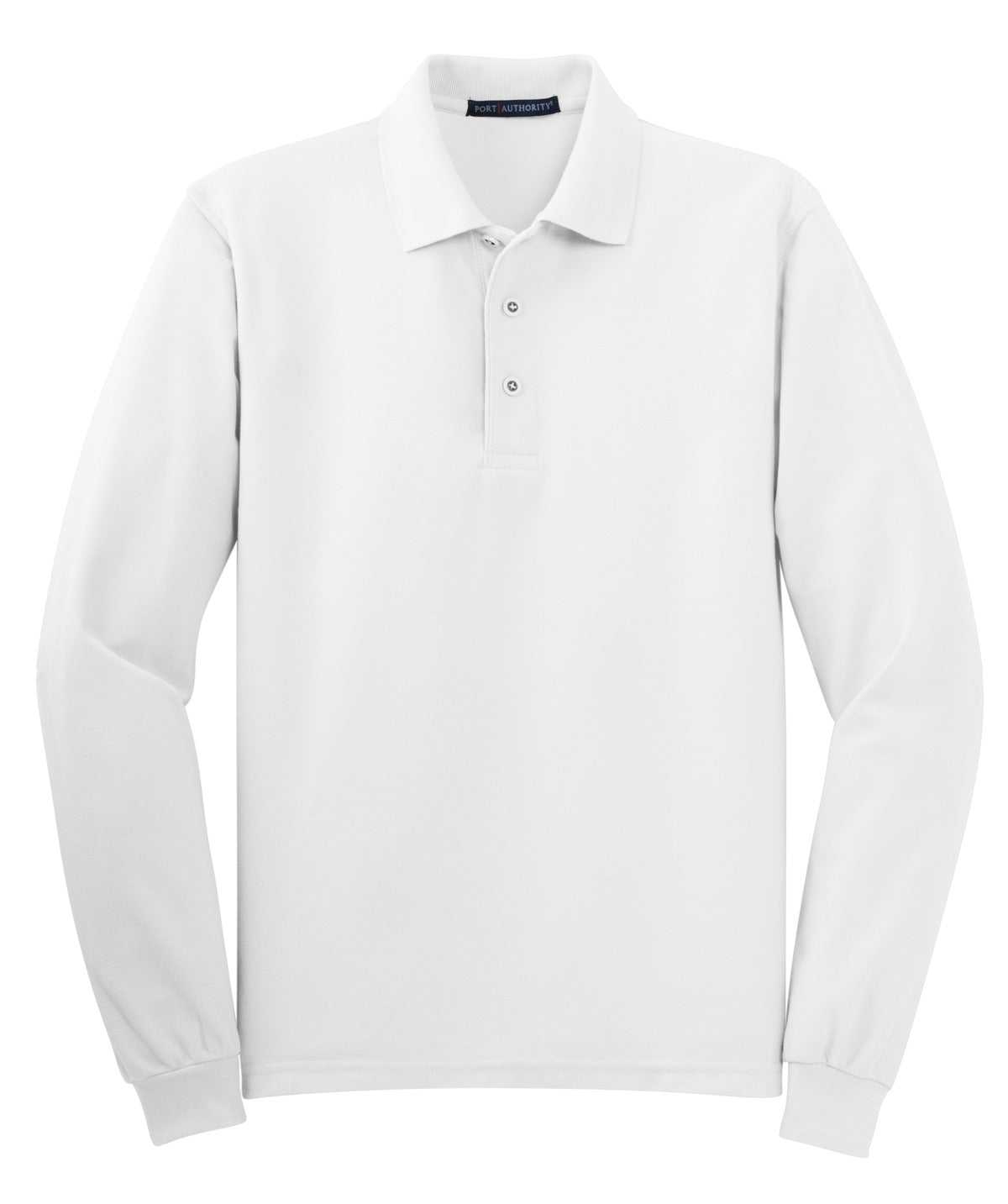 Port Authority K500LS Silk Touch Long Sleeve Polo - White - HIT a Double - 5