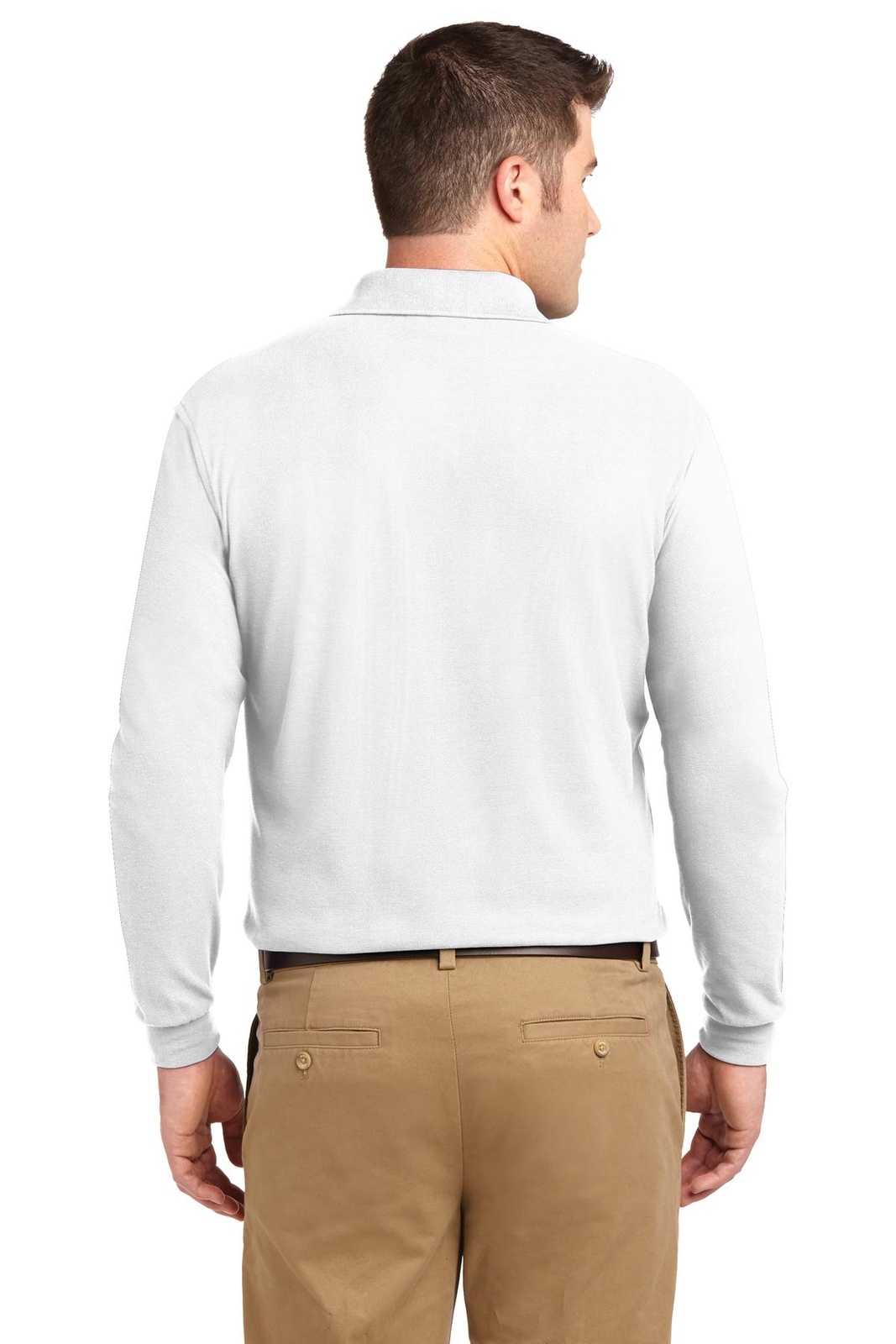 Port Authority K500LS Silk Touch Long Sleeve Polo - White - HIT a Double - 2