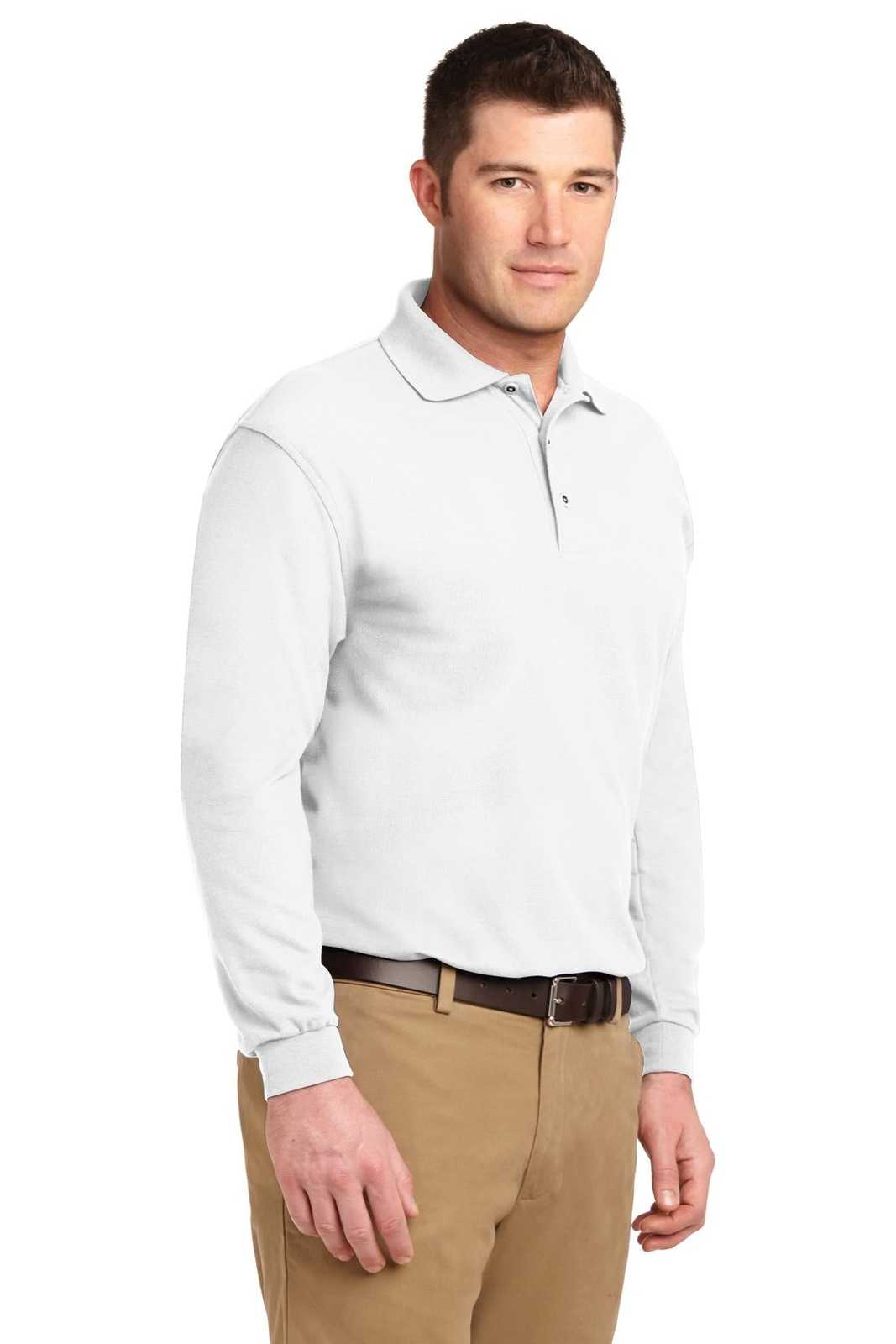 Port Authority K500LS Silk Touch Long Sleeve Polo - White - HIT a Double - 4