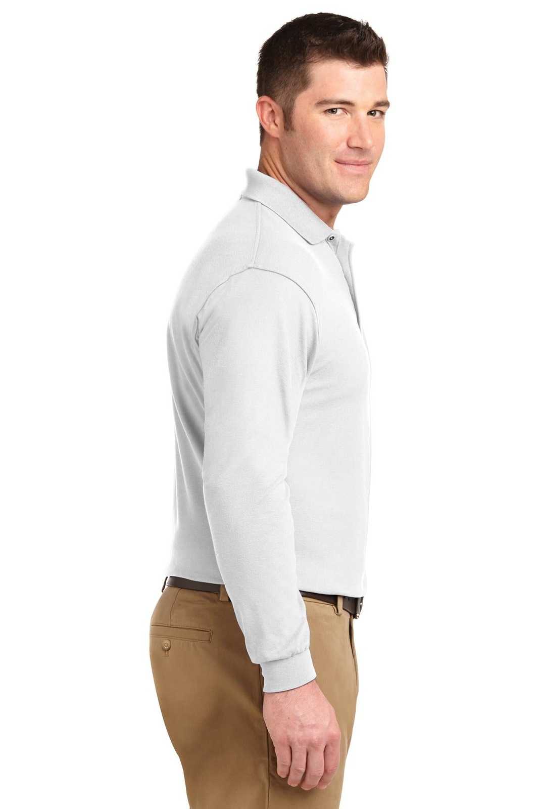 Port Authority K500LS Silk Touch Long Sleeve Polo - White - HIT a Double - 3