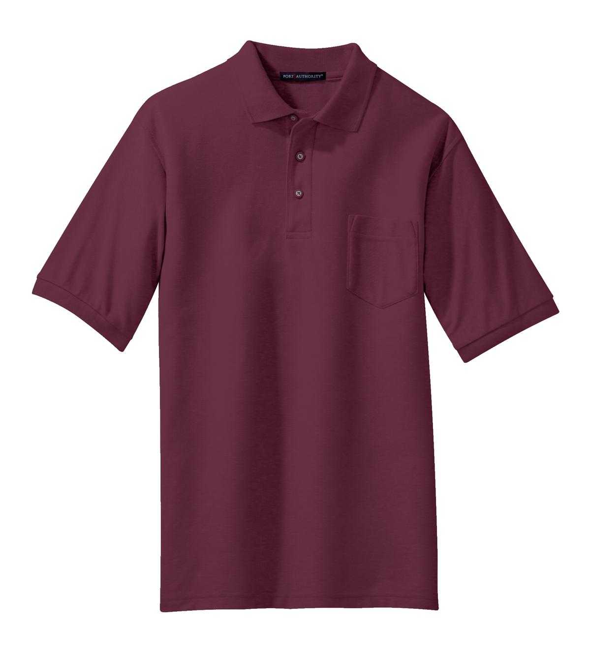 Port Authority K500P Silk Touch Polo with Pocket - Burgundy - HIT a Double - 5