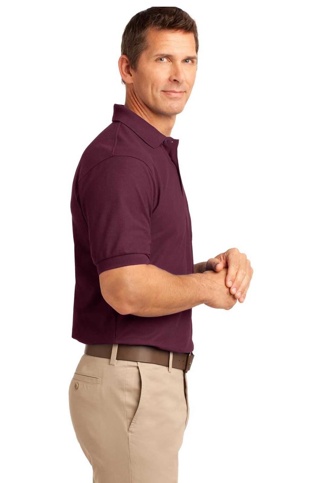 Port Authority K500P Silk Touch Polo with Pocket - Burgundy - HIT a Double - 3