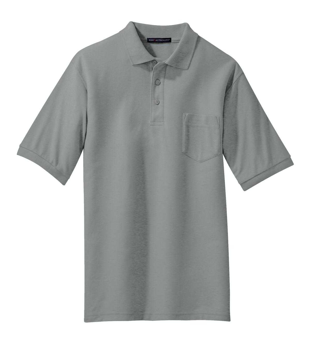 Port Authority K500P Silk Touch Polo with Pocket - Cool Gray - HIT a Double - 5