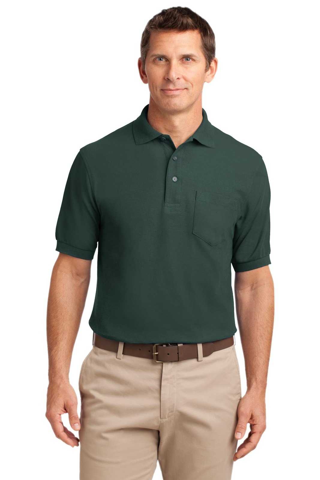 Port Authority K500P Silk Touch Polo with Pocket - Dark Green - HIT a Double - 1
