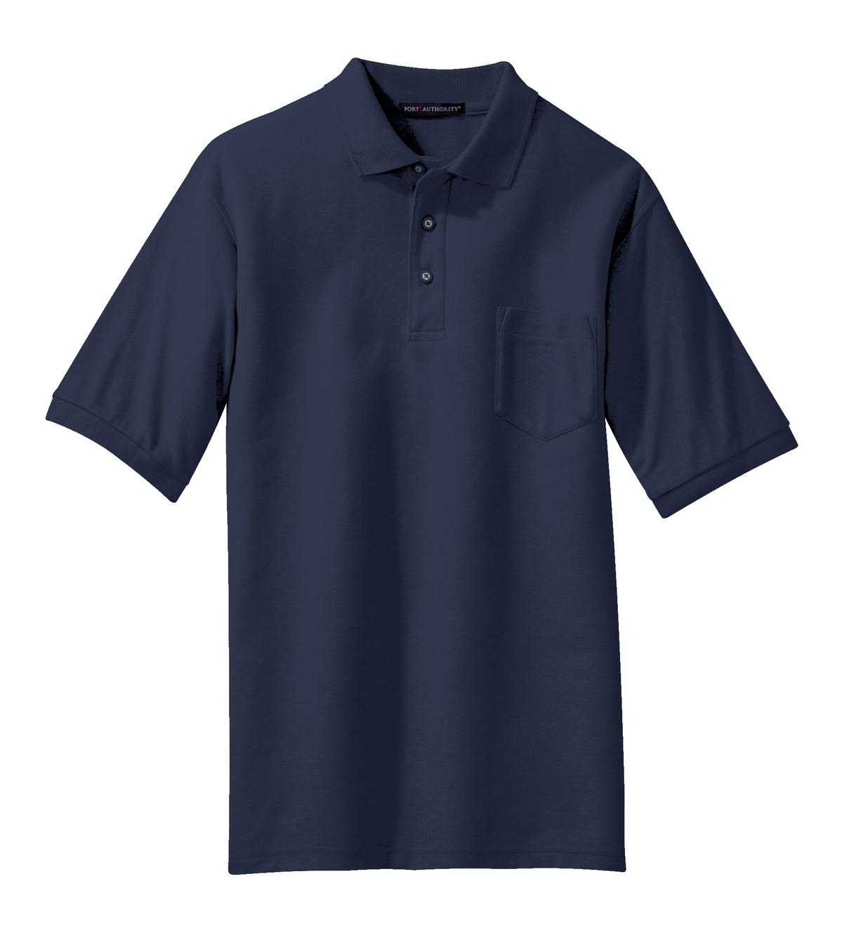 Port Authority K500P Silk Touch Polo with Pocket - Navy - HIT a Double - 5