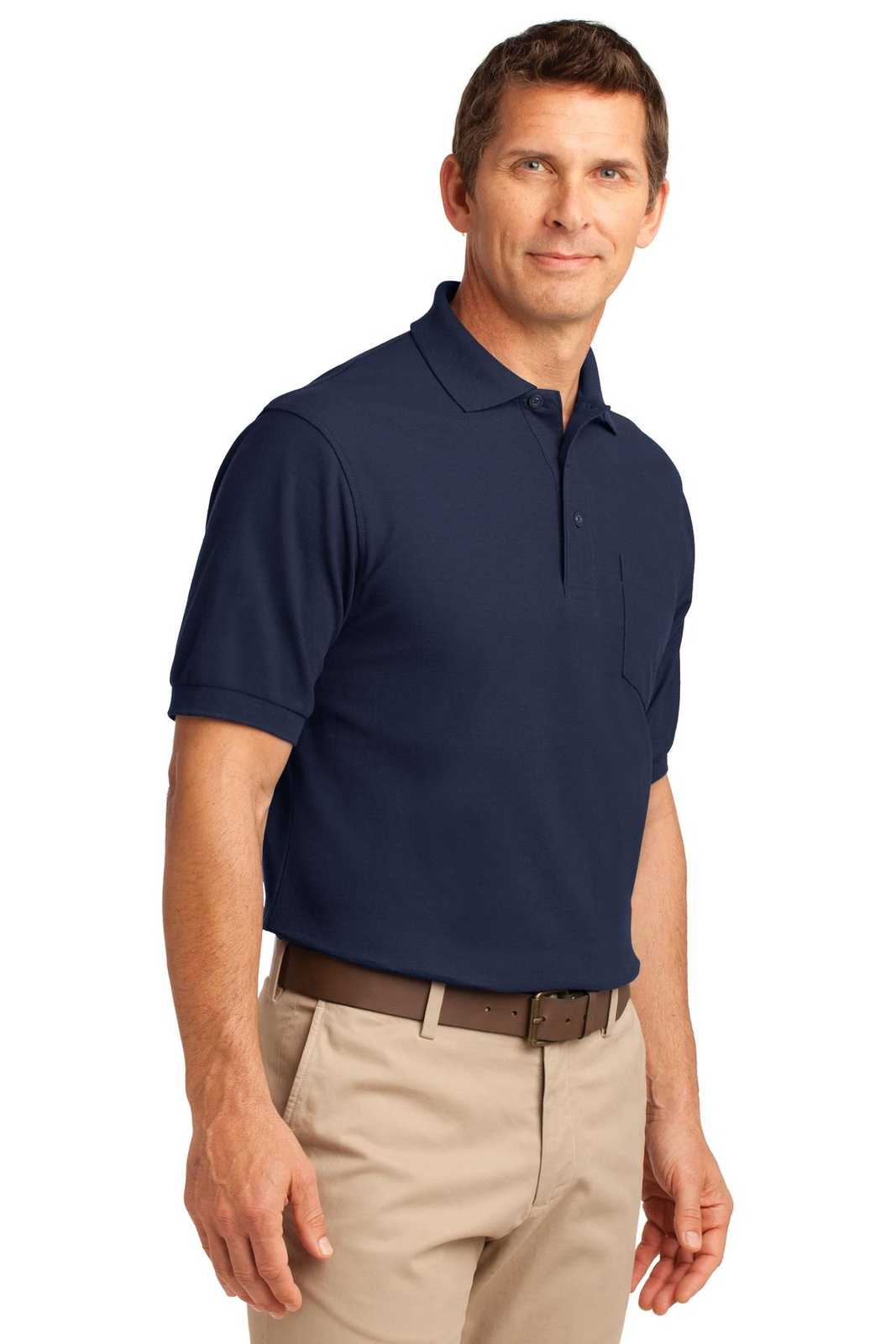 Port Authority K500P Silk Touch Polo with Pocket - Navy - HIT a Double - 4