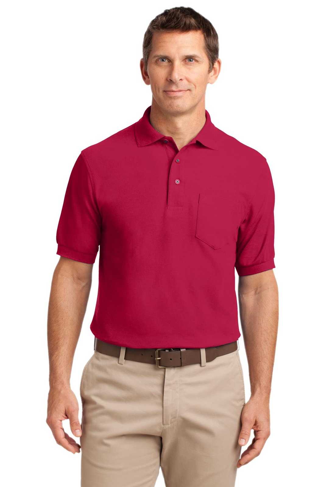 Port Authority K500P Silk Touch Polo with Pocket - Red - HIT a Double - 1