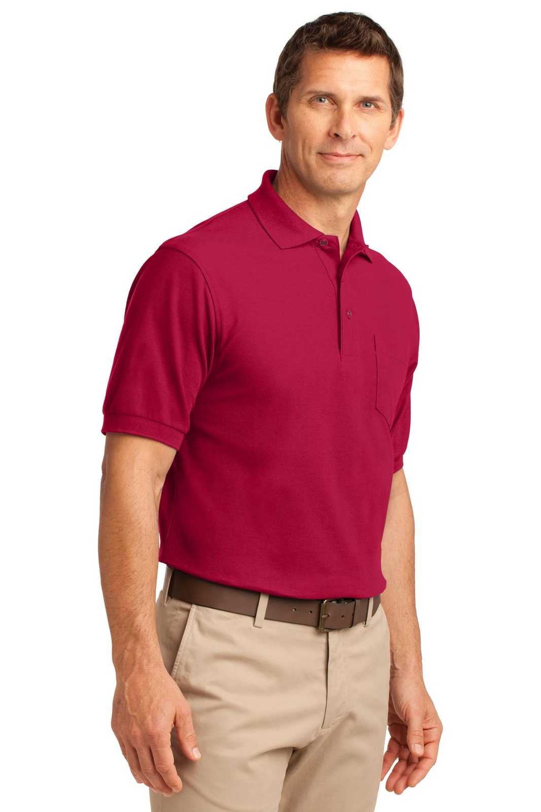 Port Authority K500P Silk Touch Polo with Pocket - Red - HIT a Double - 4