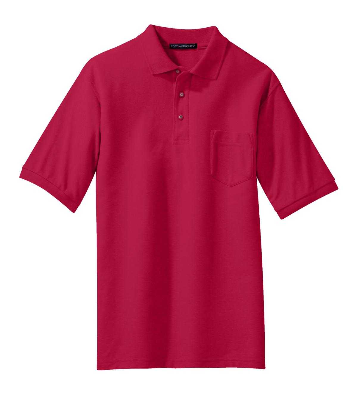 Port Authority K500P Silk Touch Polo with Pocket - Red - HIT a Double - 5
