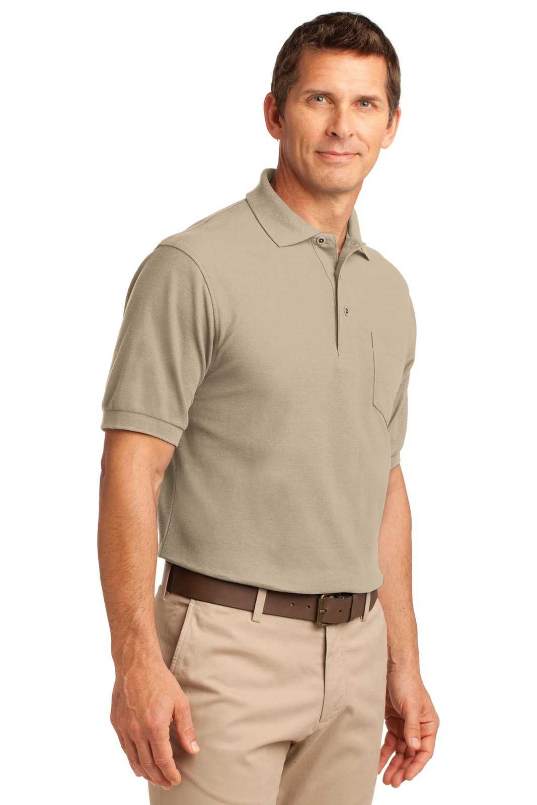 Port Authority K500P Silk Touch Polo with Pocket - Stone - HIT a Double - 4