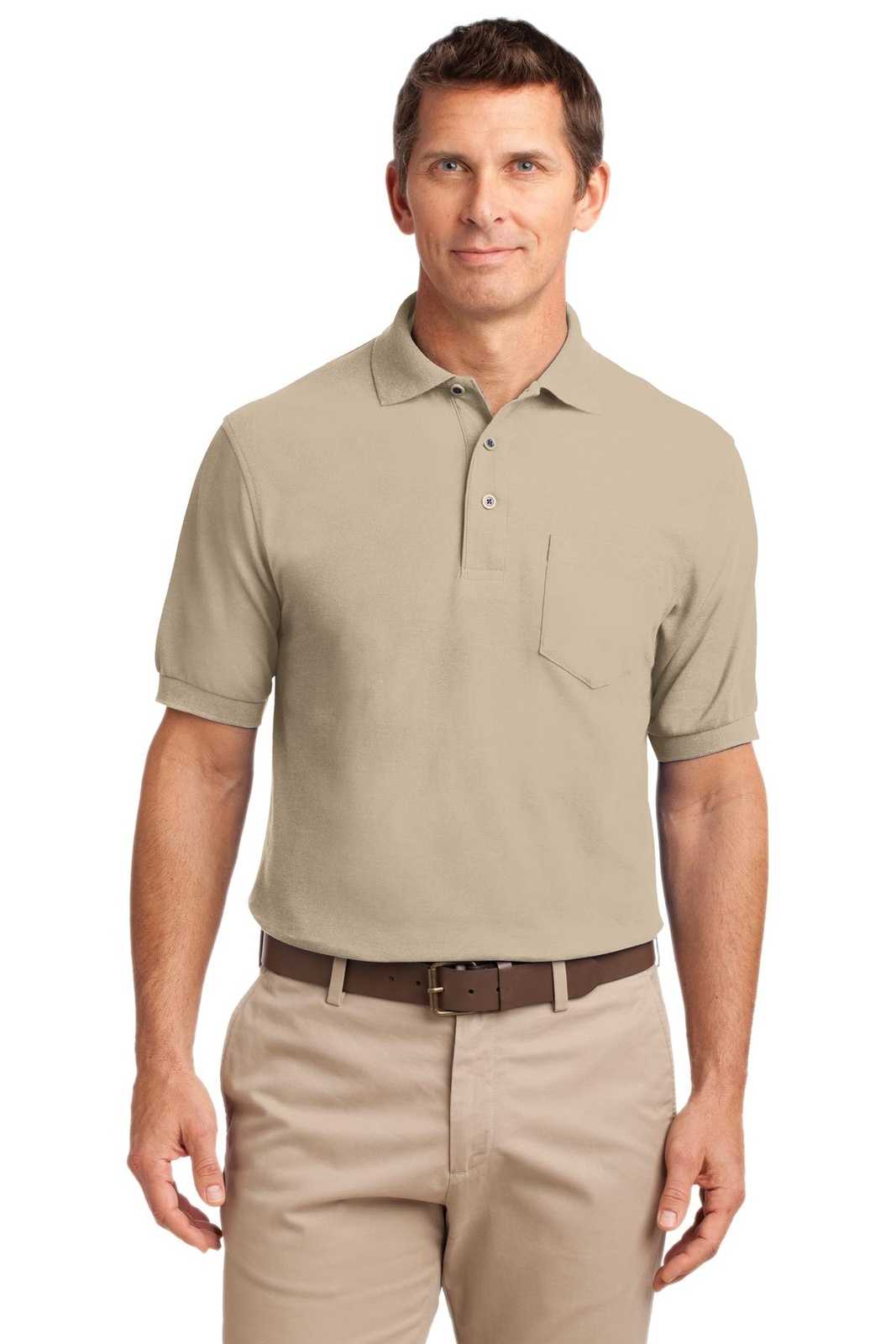 Port Authority K500P Silk Touch Polo with Pocket - Stone - HIT a Double - 1