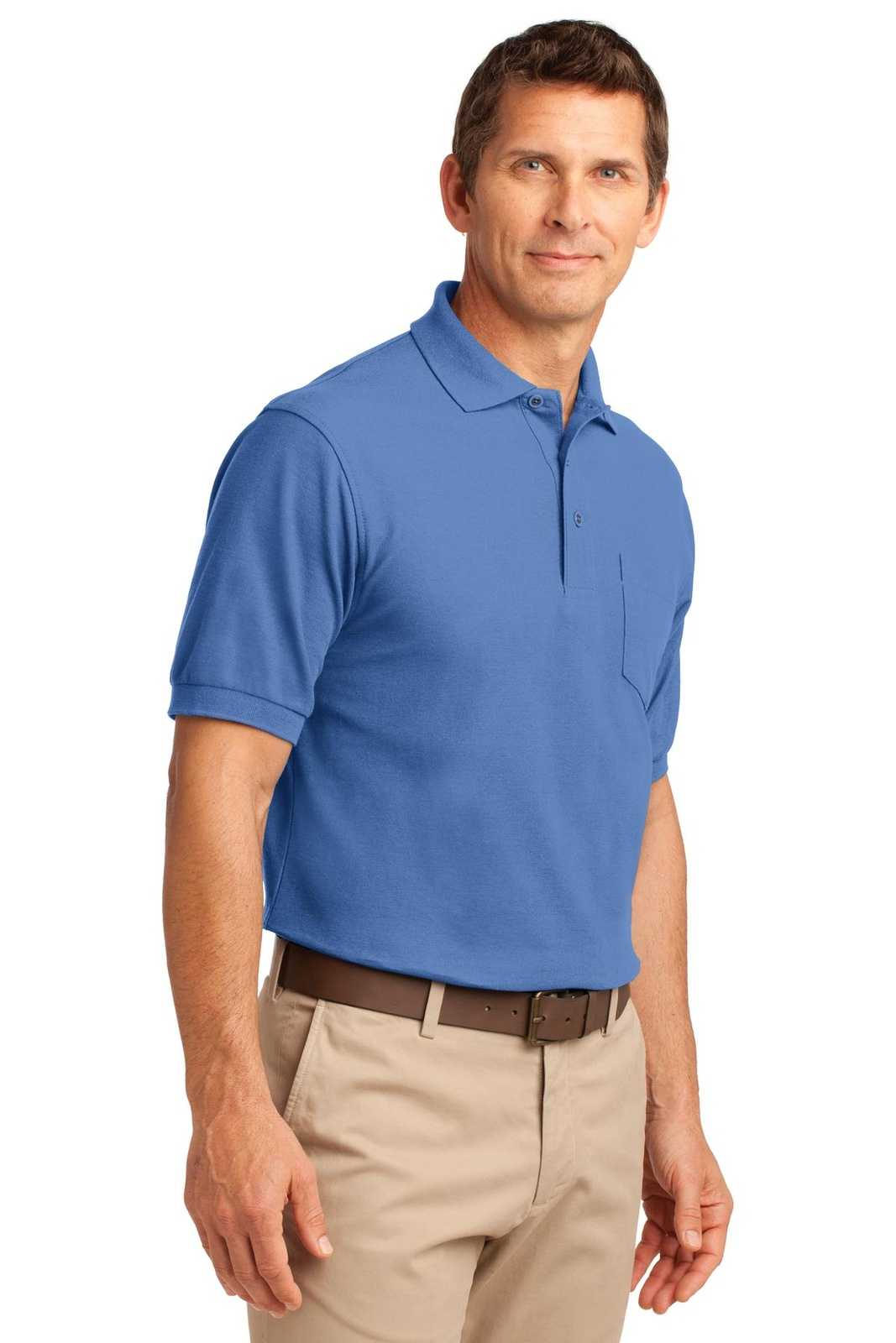 Port Authority K500P Silk Touch Polo with Pocket - Ultramarine Blue - HIT a Double - 4