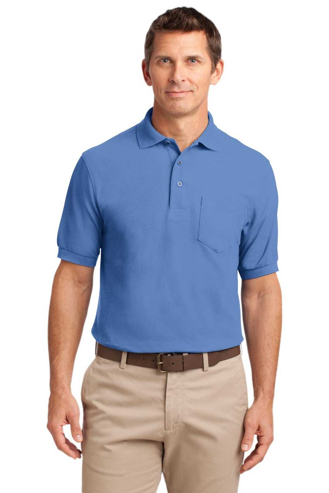 Port Authority K500P Silk Touch Polo with Pocket - Ultramarine Blue - HIT a Double - 1
