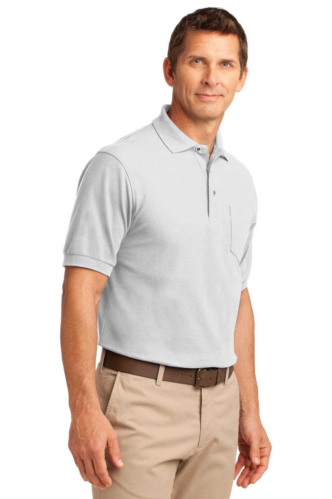 Port Authority K500P Silk Touch Polo with Pocket - White - HIT a Double - 4