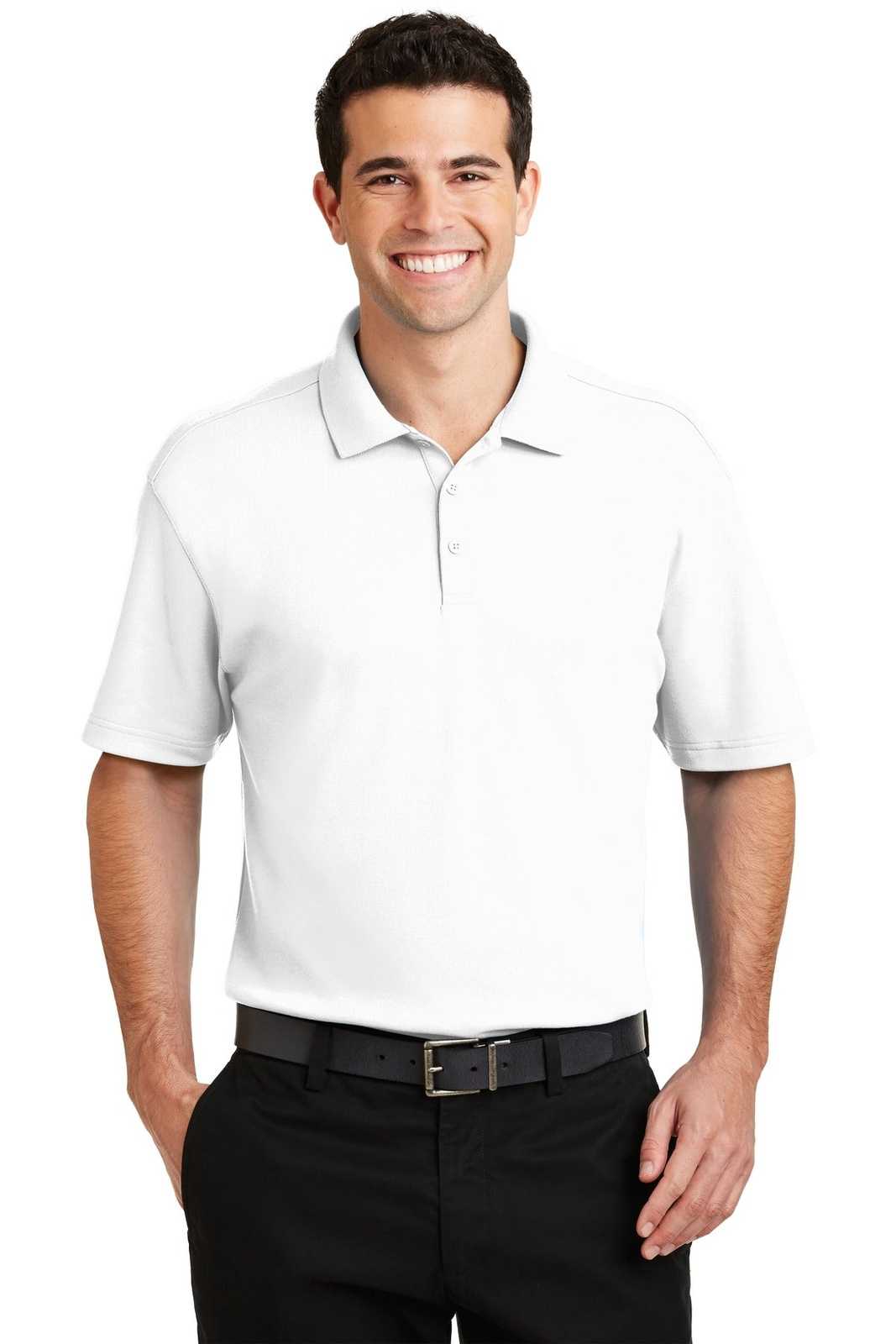 Port Authority K5200 Silk Touch Interlock Performance Polo - White - HIT a Double - 1