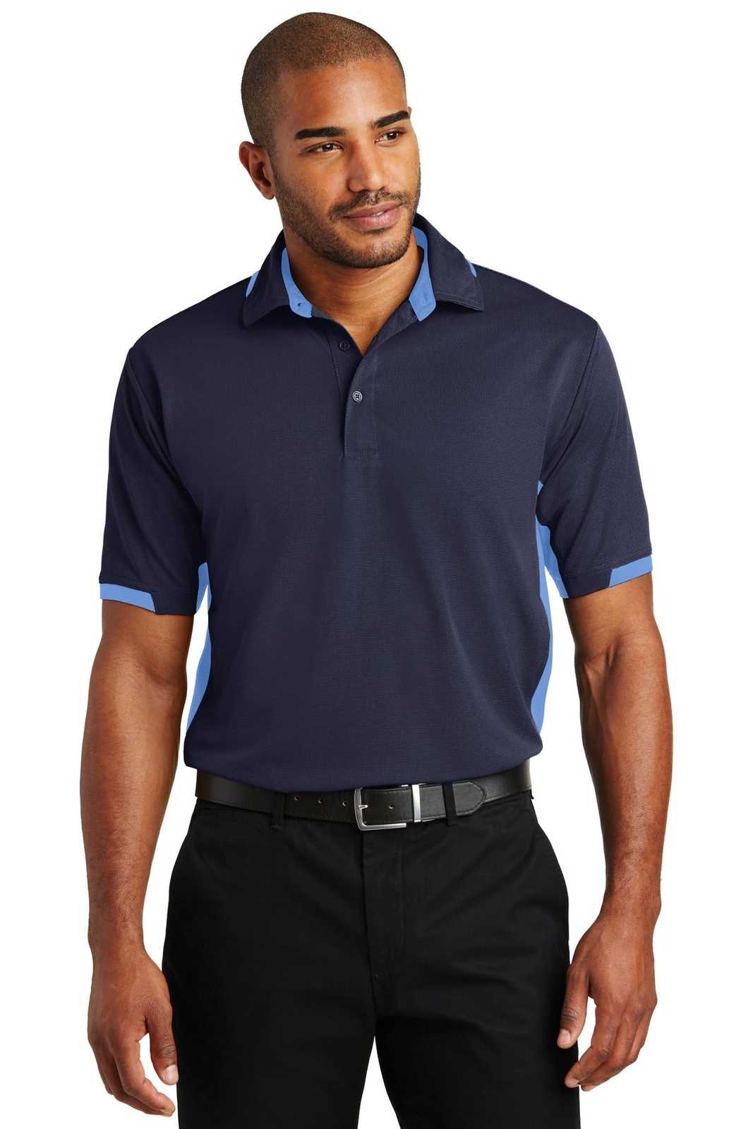 Port Authority K524 Dry Zone Colorblock Ottoman Polo - Navy Blue Lake - HIT a Double - 1