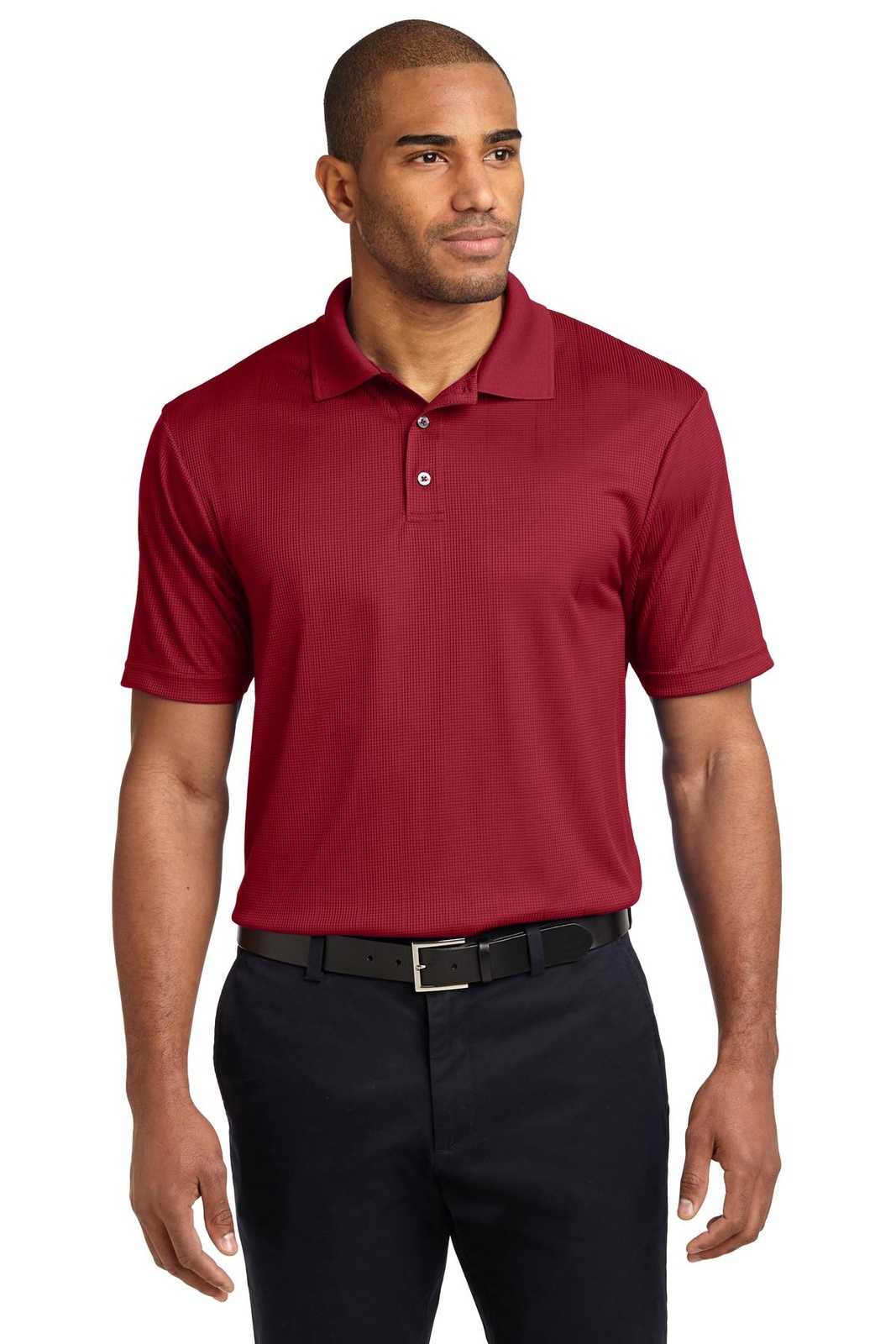 Port Authority K528 Performance Fine Jacquard Polo - Rich Red - HIT a Double - 1