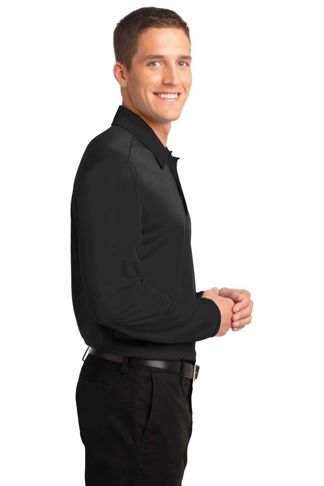 Port Authority K540LS Silk Touch Performance Long Sleeve Polo - Black - HIT a Double - 3