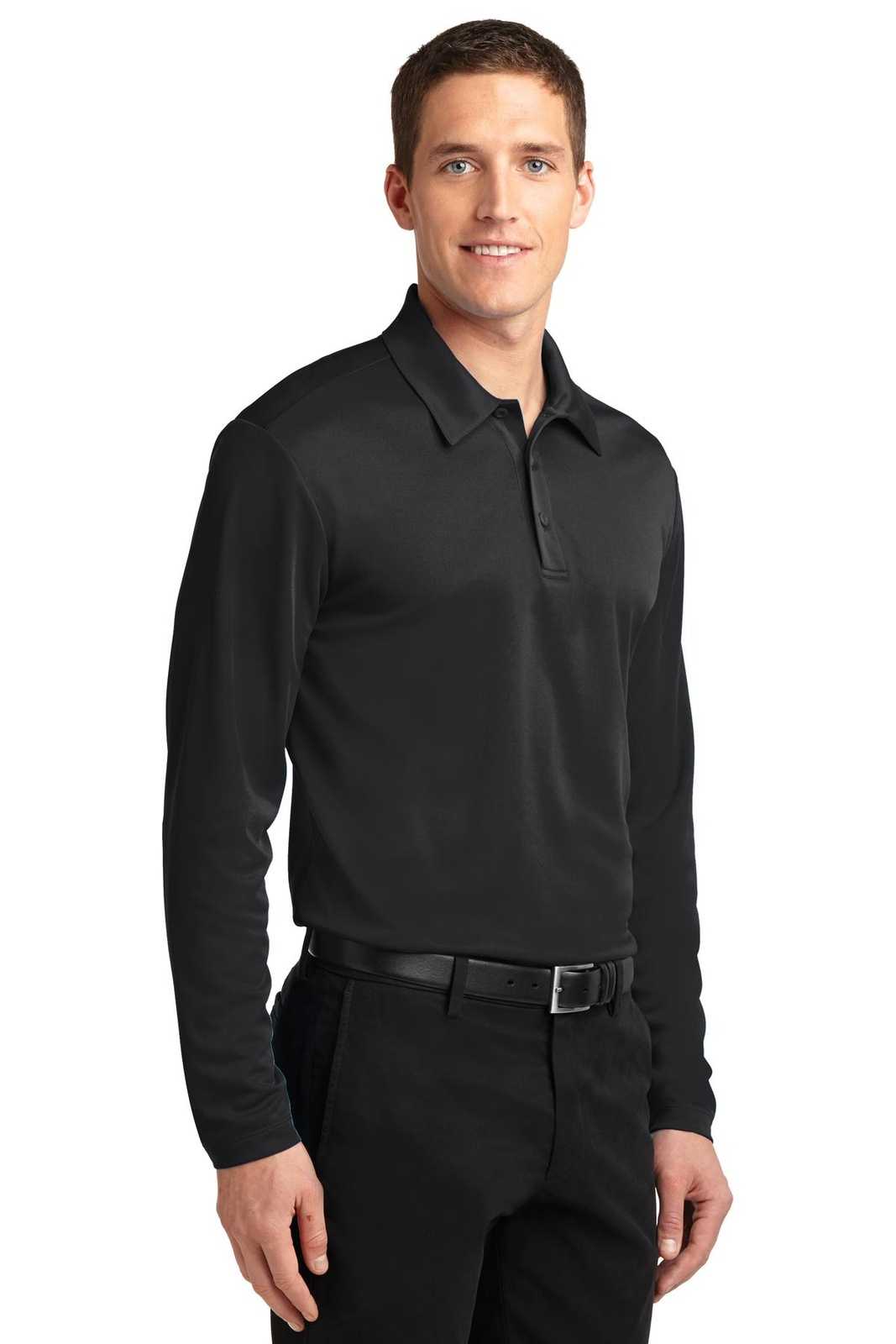 Port Authority K540LS Silk Touch Performance Long Sleeve Polo - Black - HIT a Double - 4