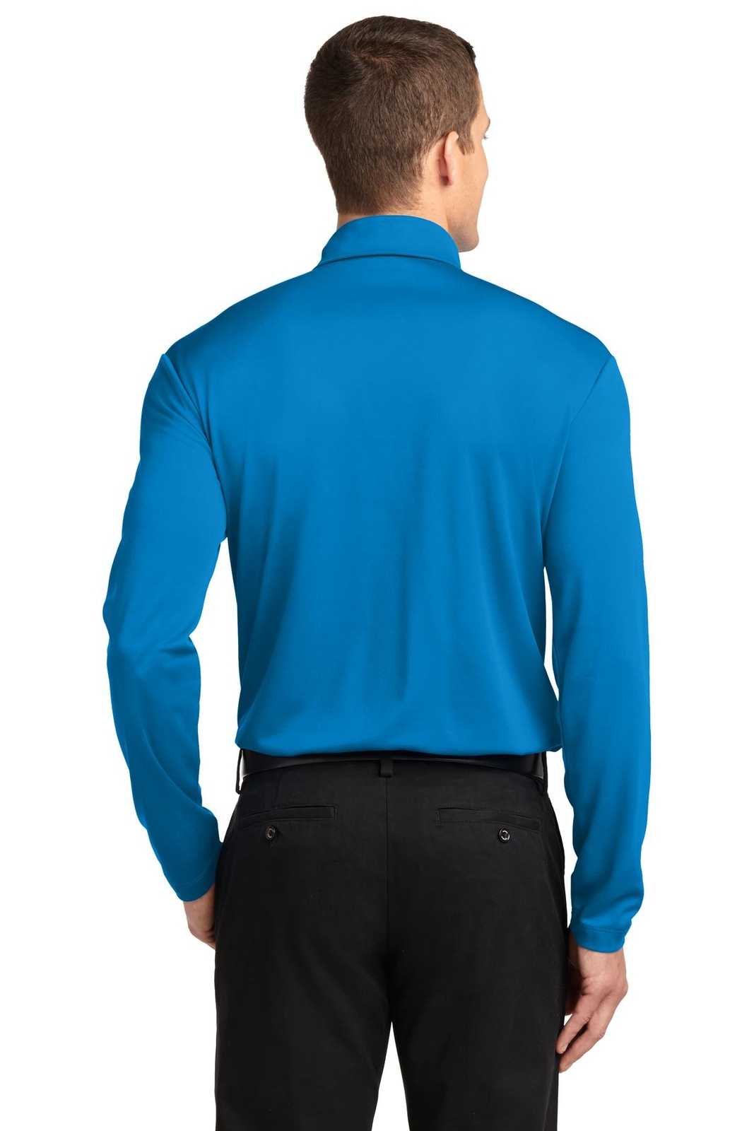 Port Authority K540LS Silk Touch Performance Long Sleeve Polo - Brilliant Blue - HIT a Double - 2