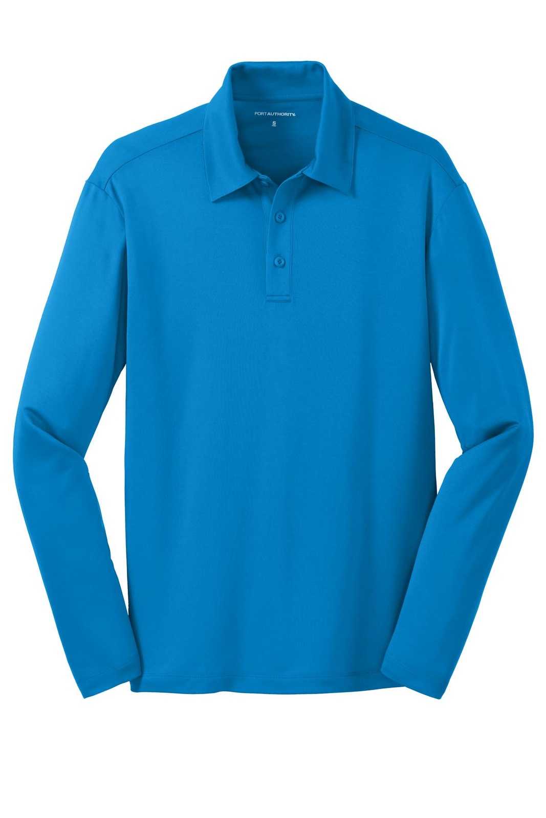Port Authority K540LS Silk Touch Performance Long Sleeve Polo - Brilliant Blue - HIT a Double - 5