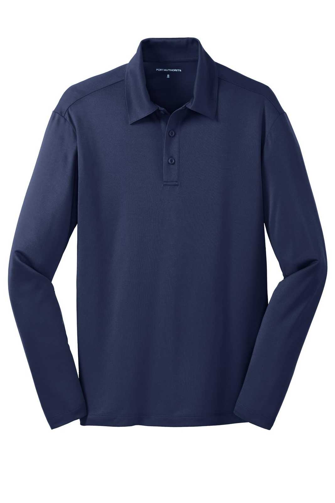 Port Authority K540LS Silk Touch Performance Long Sleeve Polo - Navy - HIT a Double - 5