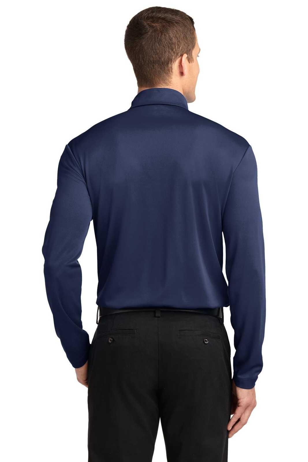 Port Authority K540LS Silk Touch Performance Long Sleeve Polo - Navy - HIT a Double - 2