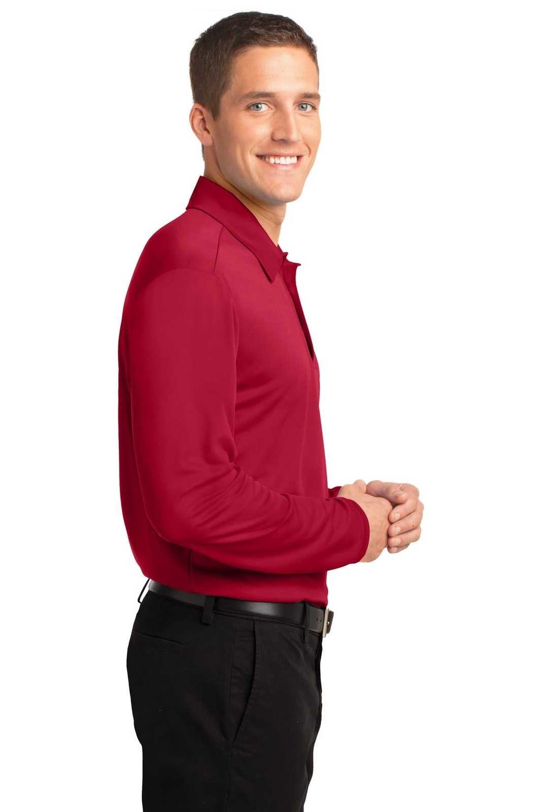 Port Authority K540LS Silk Touch Performance Long Sleeve Polo - Red - HIT a Double - 3
