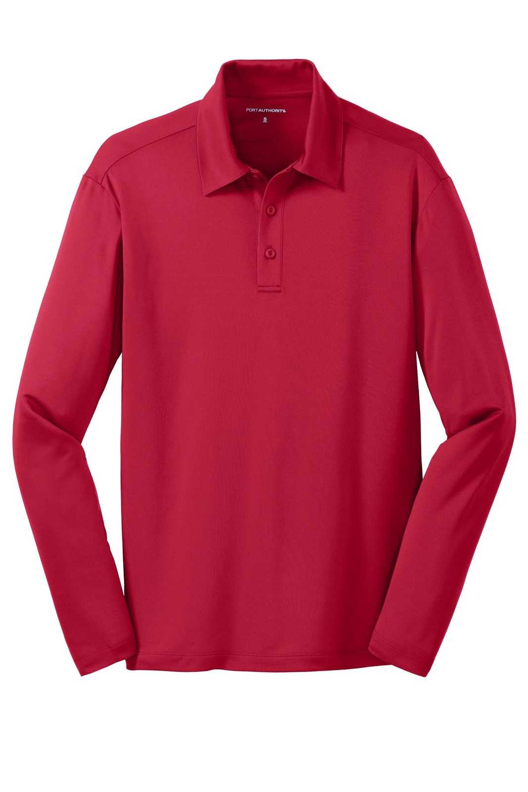 Port Authority K540LS Silk Touch Performance Long Sleeve Polo - Red - HIT a Double - 5