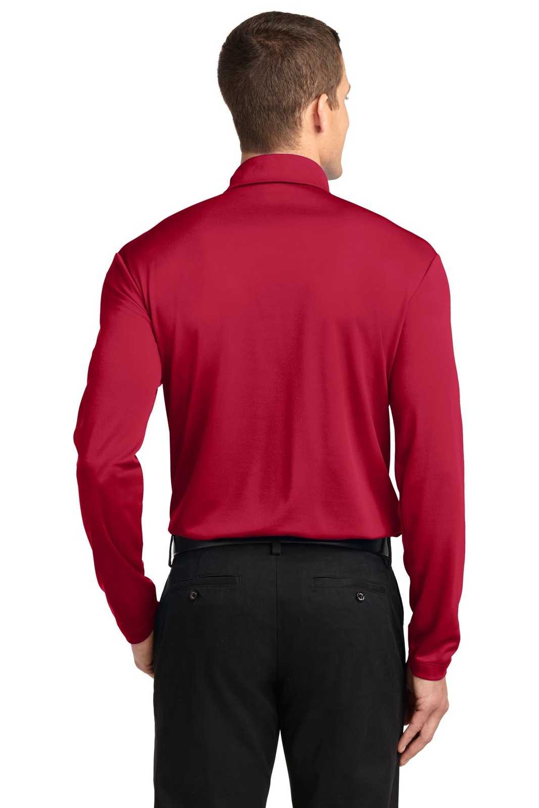 Port Authority K540LS Silk Touch Performance Long Sleeve Polo - Red - HIT a Double - 2