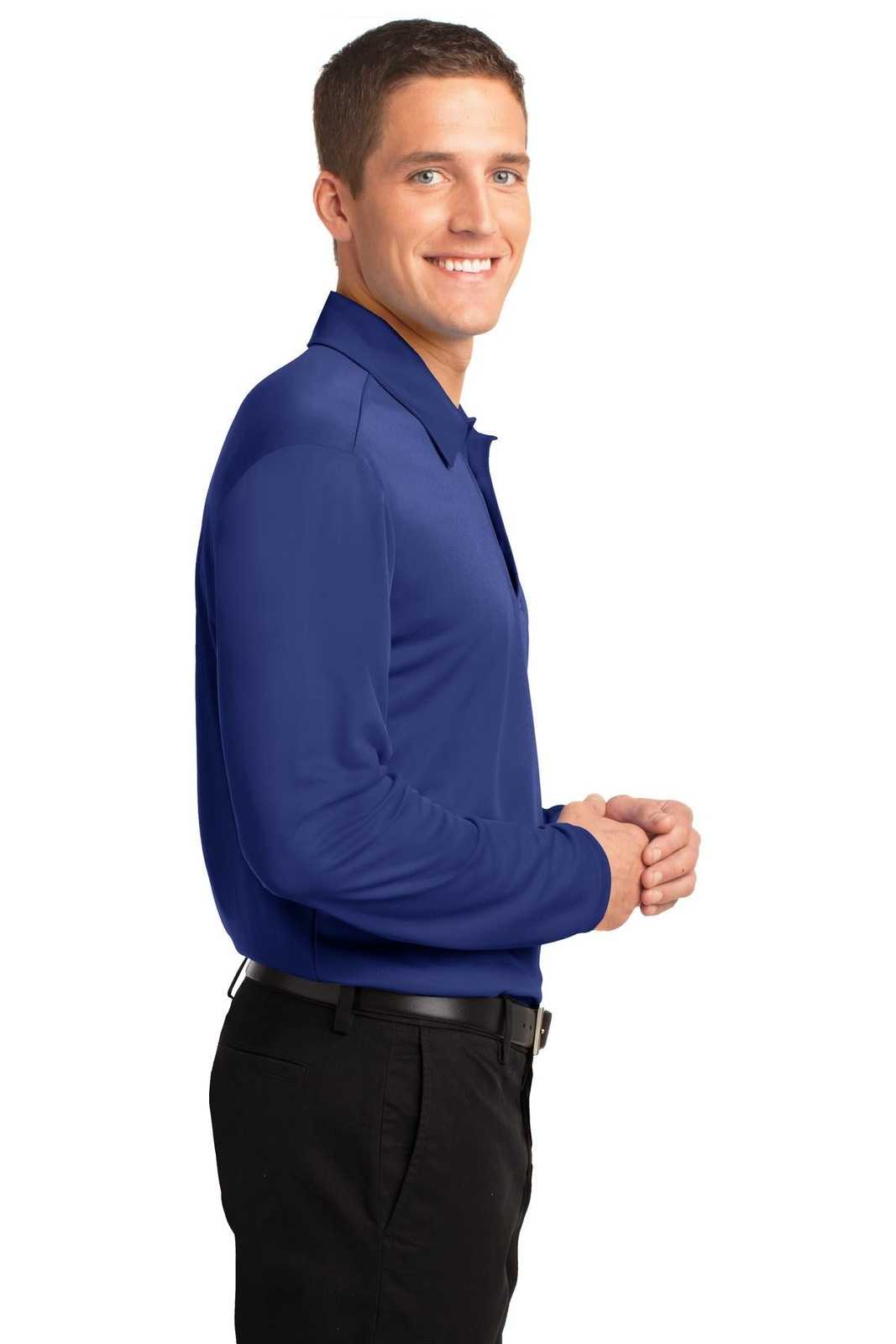 Port Authority K540LS Silk Touch Performance Long Sleeve Polo - Royal - HIT a Double - 3