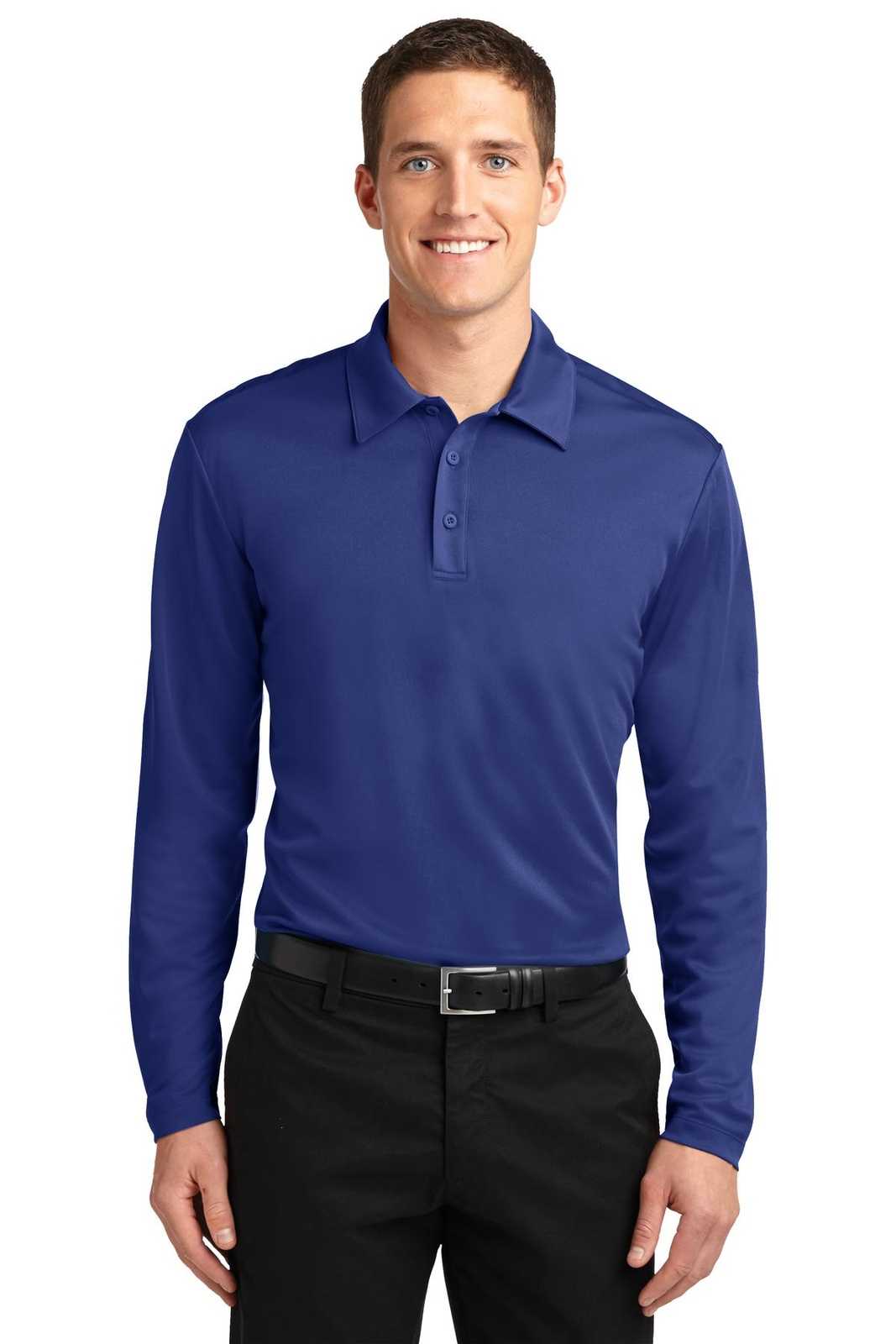 Port Authority K540LS Silk Touch Performance Long Sleeve Polo - Royal - HIT a Double - 1