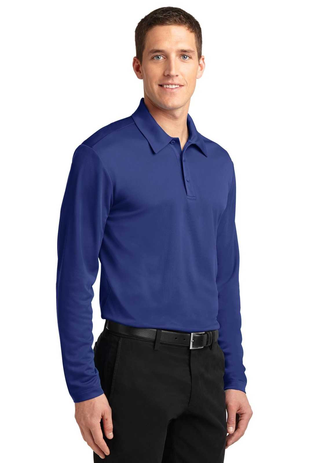 Port Authority K540LS Silk Touch Performance Long Sleeve Polo - Royal - HIT a Double - 4