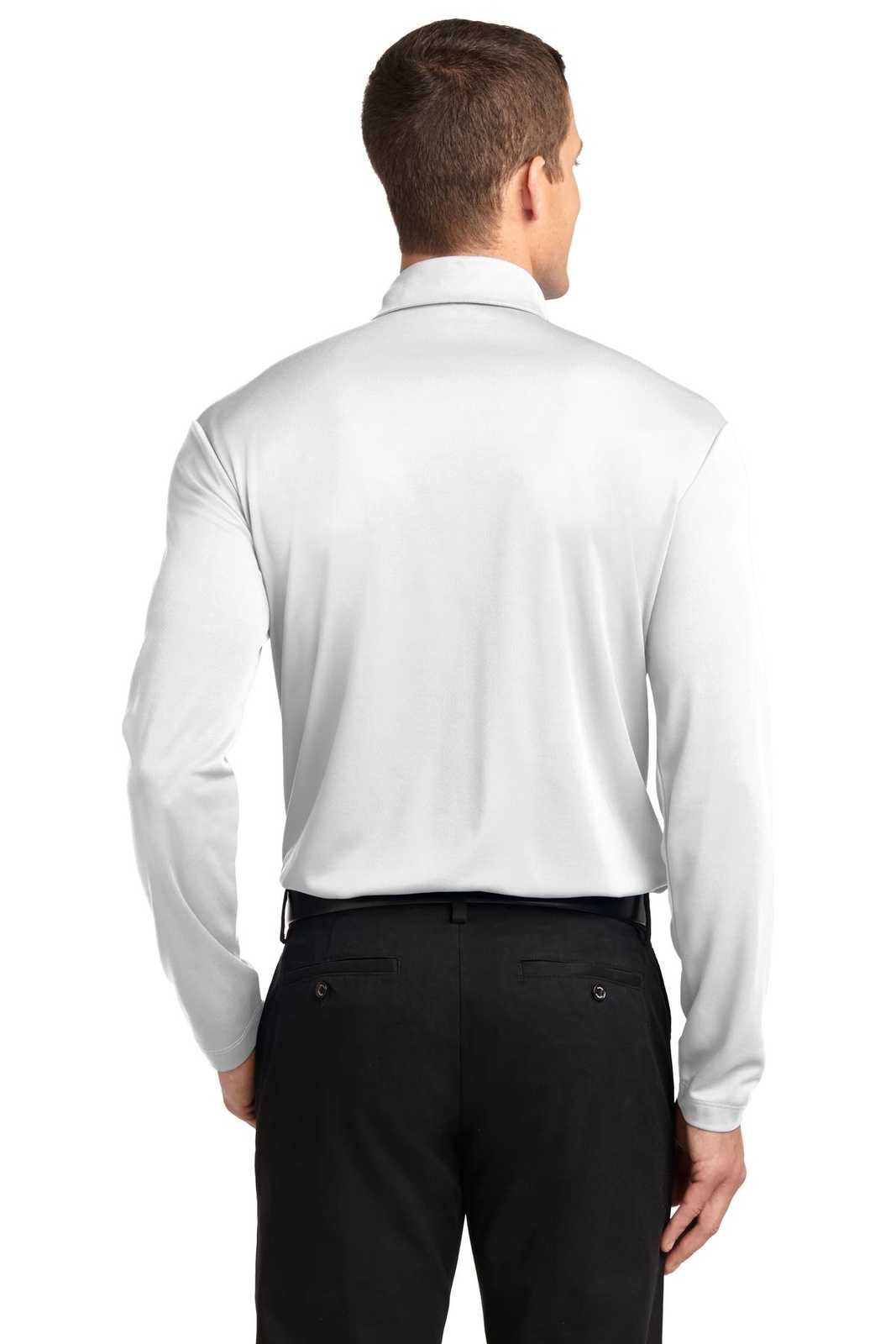 Port Authority K540LS Silk Touch Performance Long Sleeve Polo - White - HIT a Double - 1