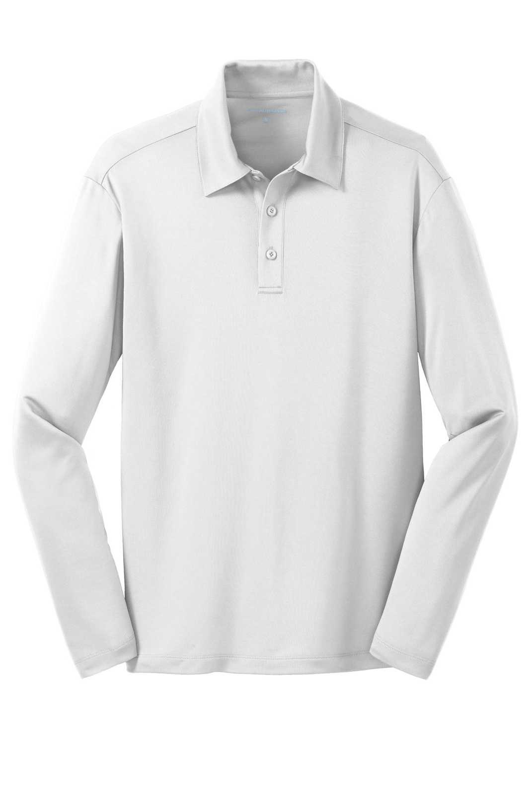 Port Authority K540LS Silk Touch Performance Long Sleeve Polo - White - HIT a Double - 5