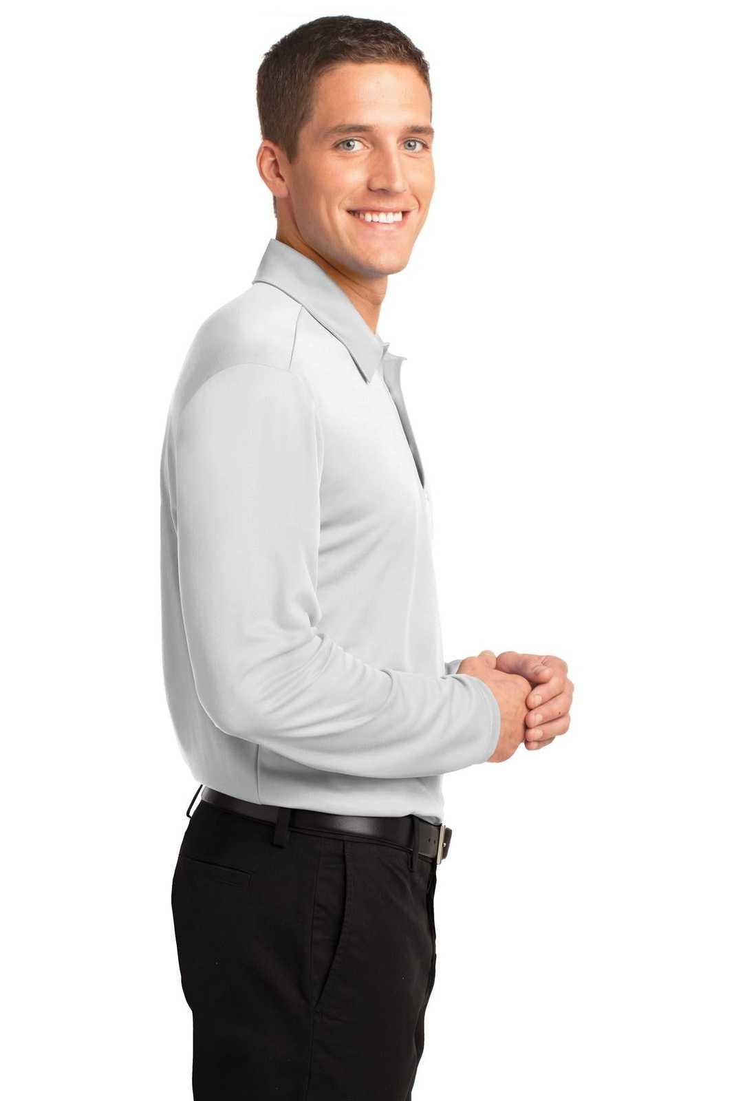 Port Authority K540LS Silk Touch Performance Long Sleeve Polo - White - HIT a Double - 3