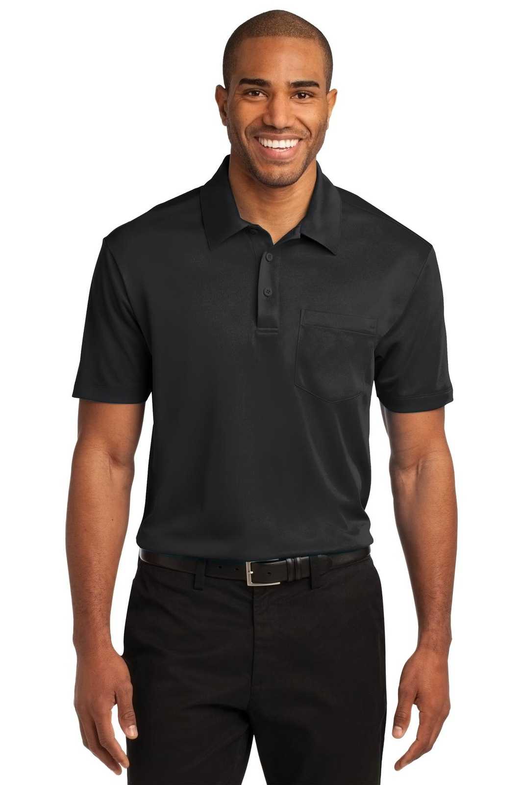 Port Authority K540P Silk Touch Performance Pocket Polo - Black - HIT a Double - 1