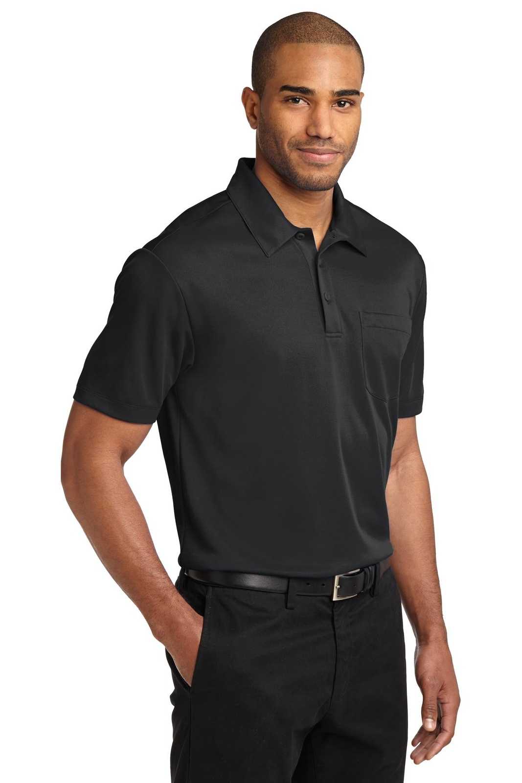 Port Authority K540P Silk Touch Performance Pocket Polo - Black - HIT a Double - 4