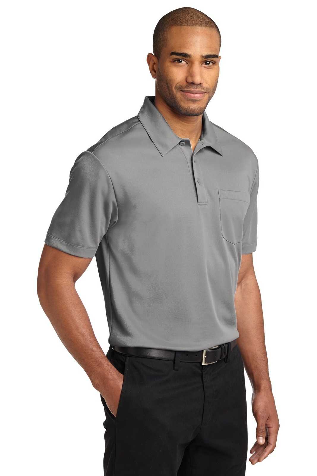 Port Authority K540P Silk Touch Performance Pocket Polo - Gusty Gray - HIT a Double - 4