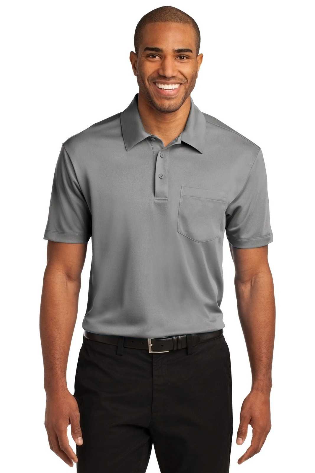 Port Authority K540P Silk Touch Performance Pocket Polo - Gusty Gray - HIT a Double - 1
